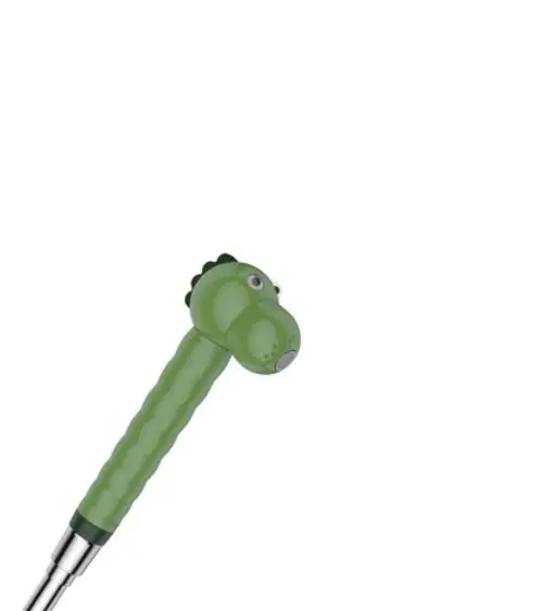 Hansgrohe Kinderhandbrause mit einem Krokodil-Design in Grün, das als Griff dient, und zwei Strahlarten.